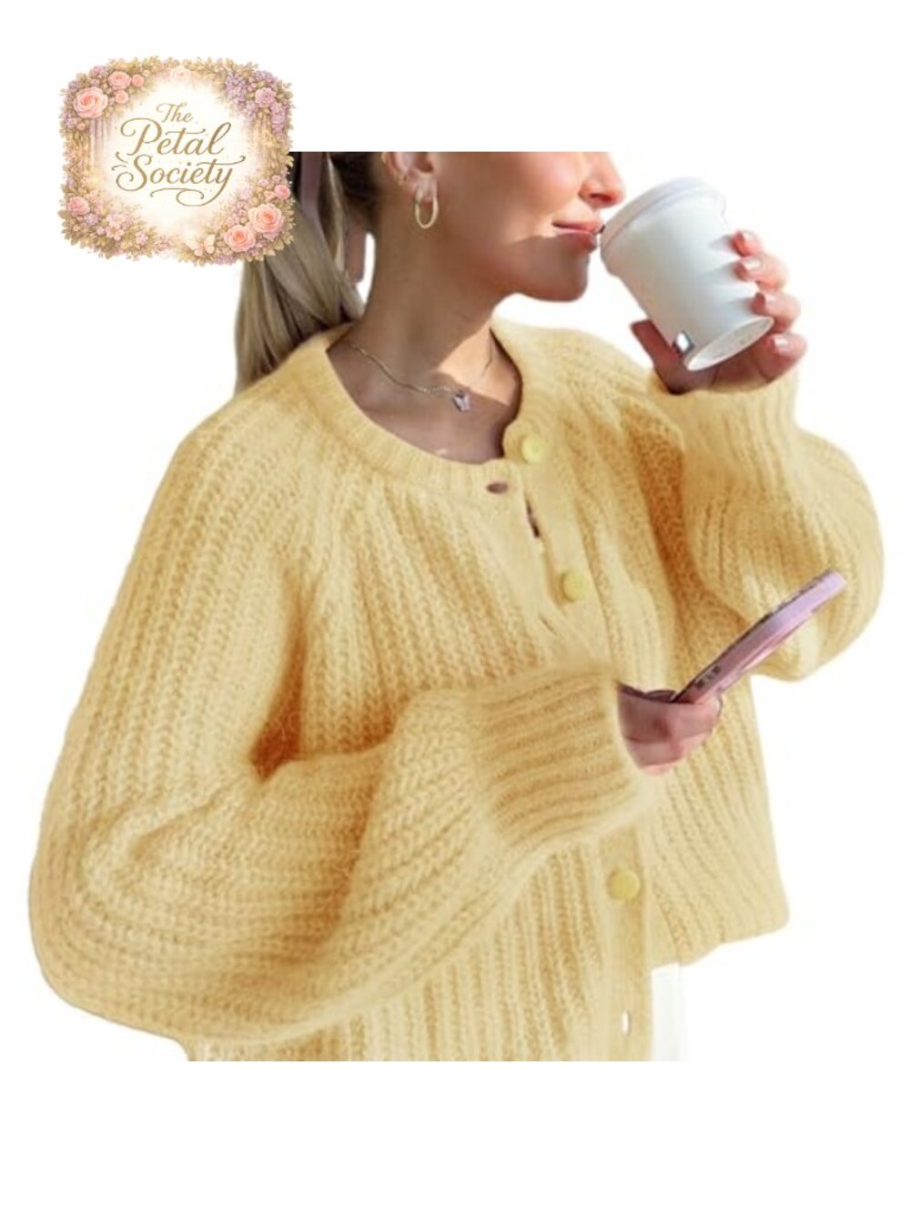 Chunky Knit Cardigan Button Down Open Front Long Sleeve Women's Y2K Sweater